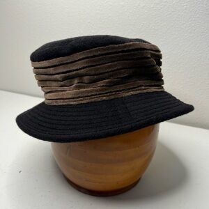 Vintage Hermès Black & Brown Bucket Hat Size 56 – Cashmere & Silk Made in France